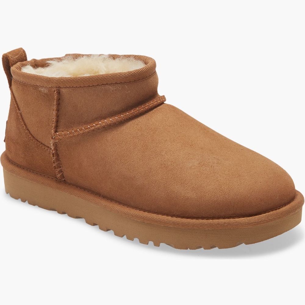 🆕UGG Ultra Mini Classic Boot Shearling Lined Chestnut Suede NIB 100% Authentic - Picture 2 of 11
